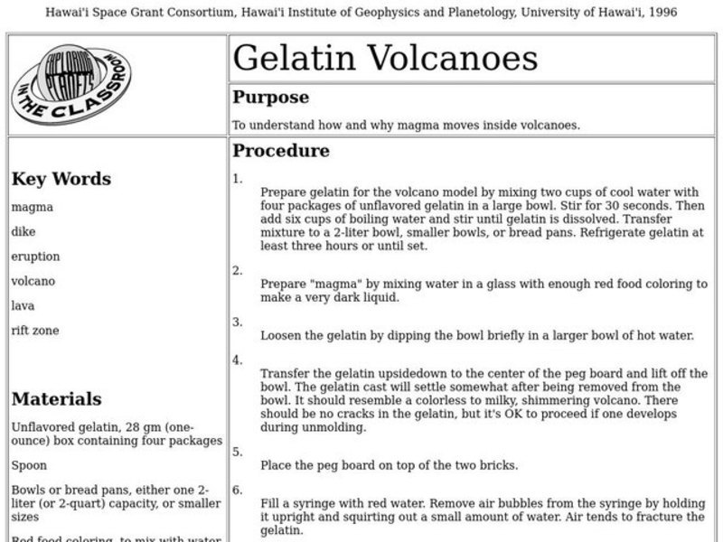 Gelatin Volcanoes Lesson Plan
