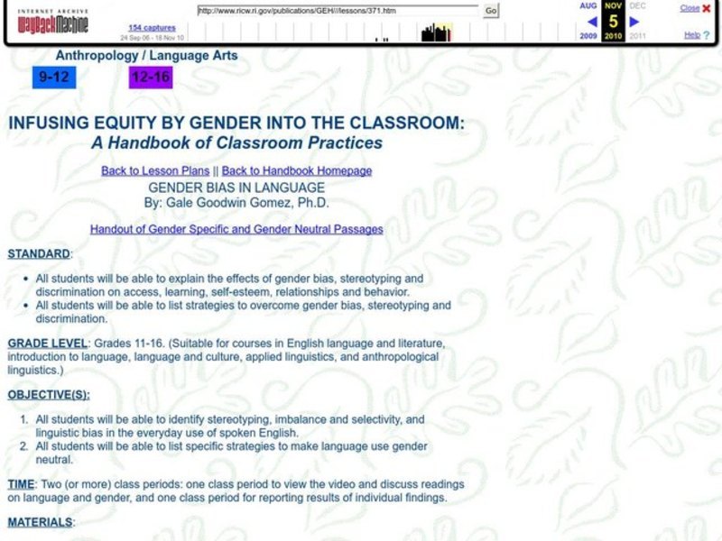 Gender Bias in Language Lesson Plan