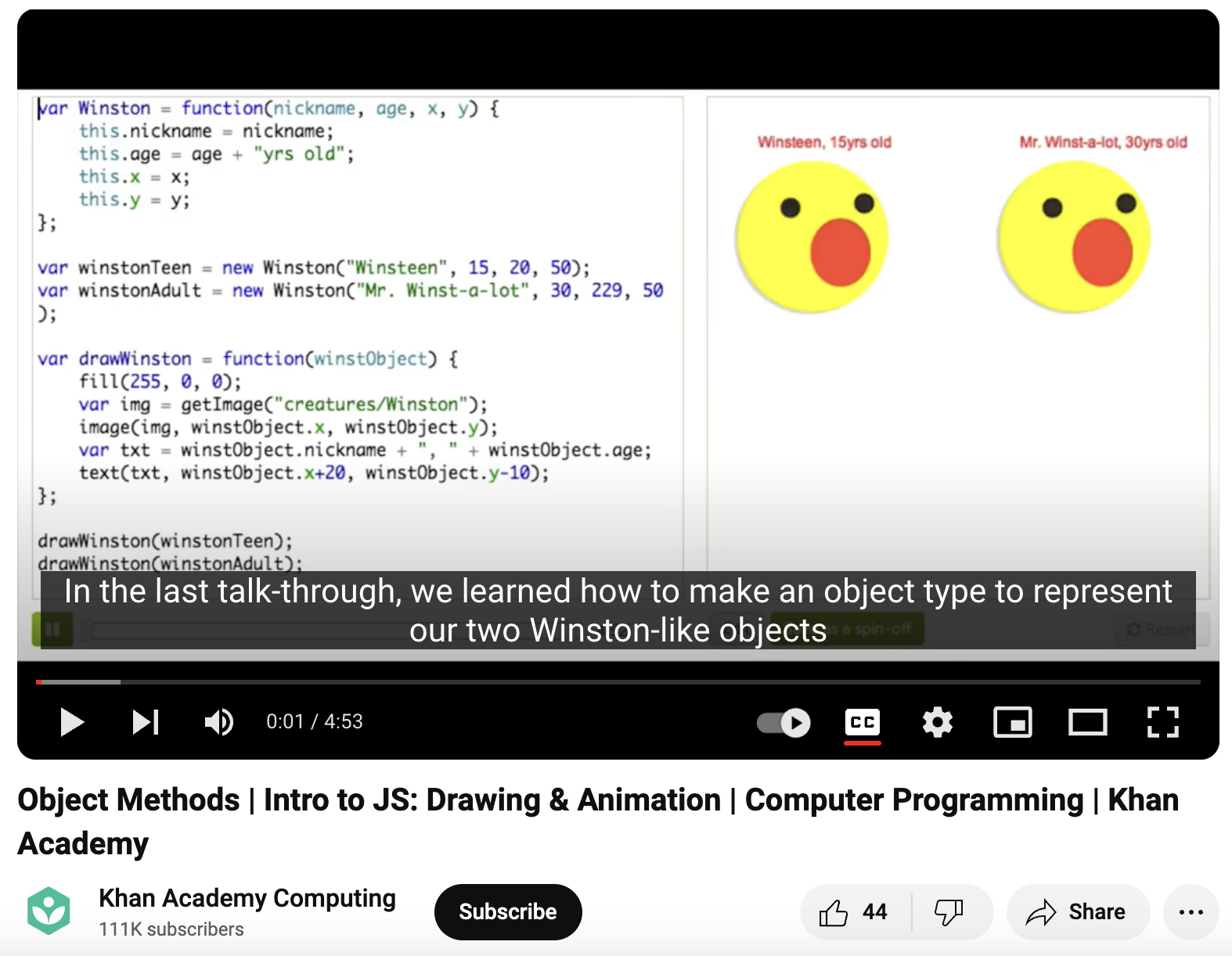 Object Methods, Intro to JS: Drawing & Animation, Computer Programming Instructional Video