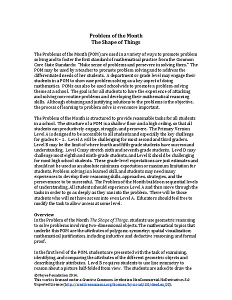 The Shape of Things Activity