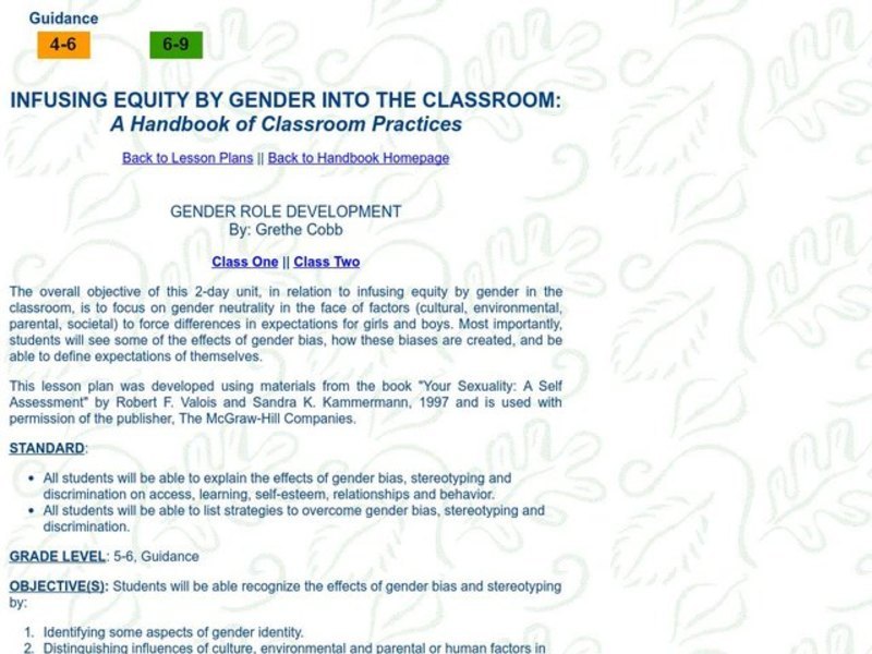 GENDER ROLE DEVELOPMENT Lesson Plan