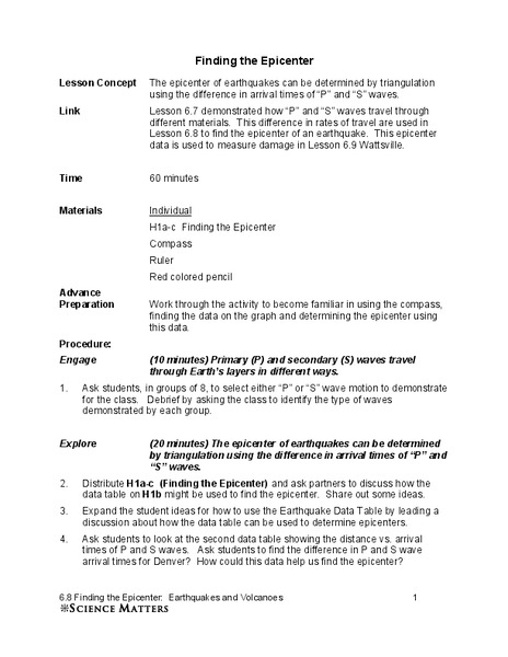 Finding the Epicenter Lesson Plan