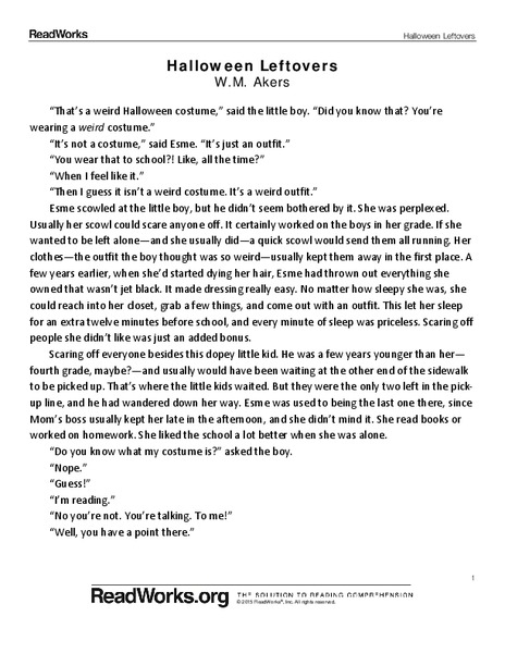 Halloween Leftovers Worksheet