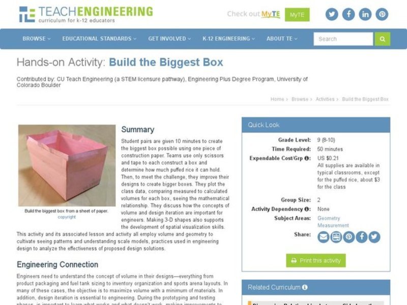 Build the Biggest Box Activity