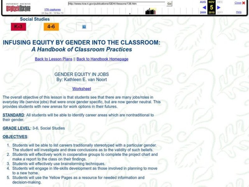 Gender Equity in Jobs Lesson Plan