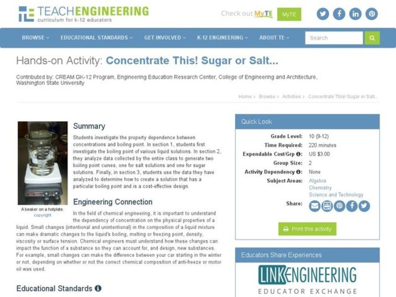 Concentrate This! Sugar or Salt... Activity