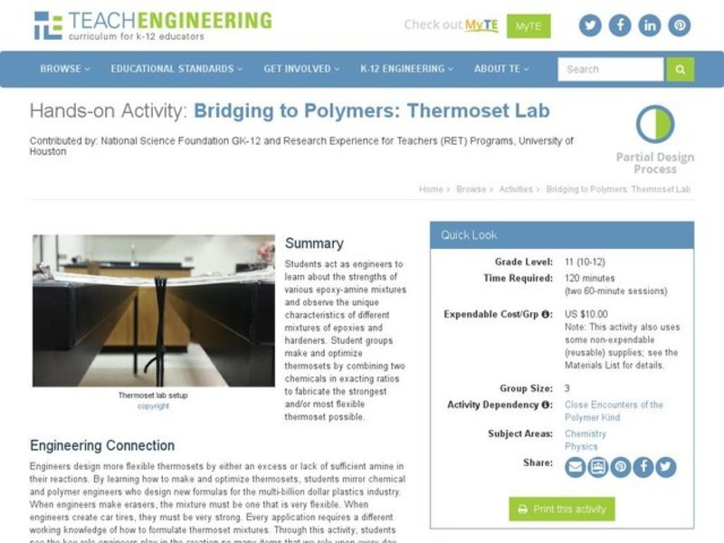 Bridging to Polymers: Thermoset Lab Activity