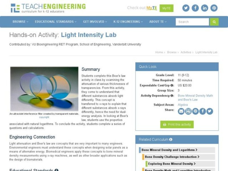 Light Intensity Lab Activity