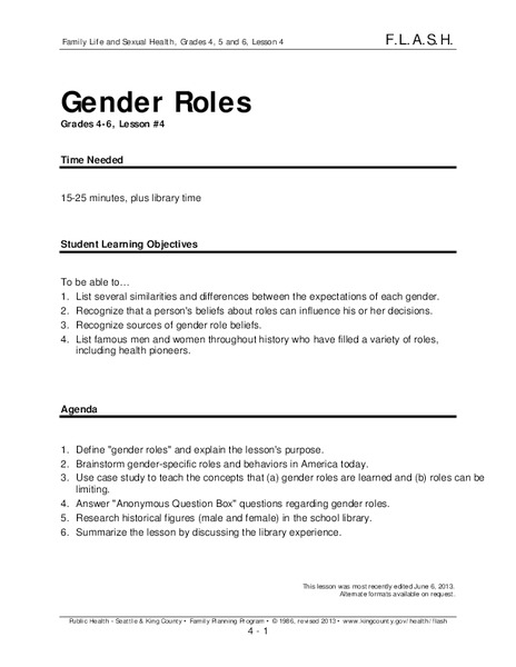 Gender Roles Lesson Plan