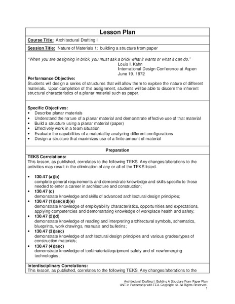Build a Paper Structure Lesson Plan