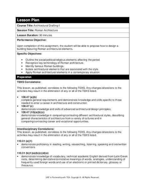 Roman Architecture Lesson Plan