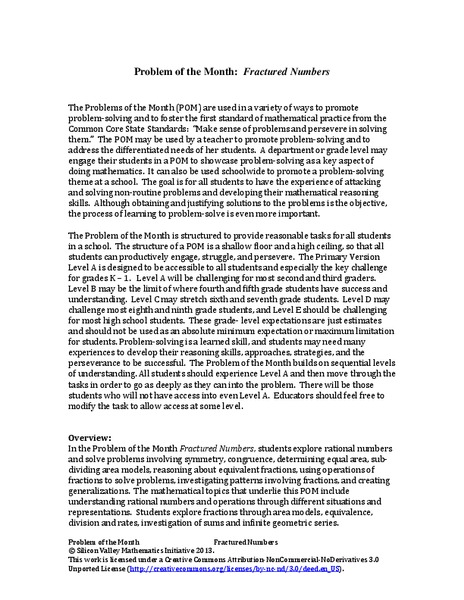 Fractured Numbers Activity