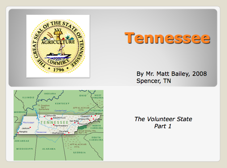 Tennessee: The Volunteer State Part 1 PPT