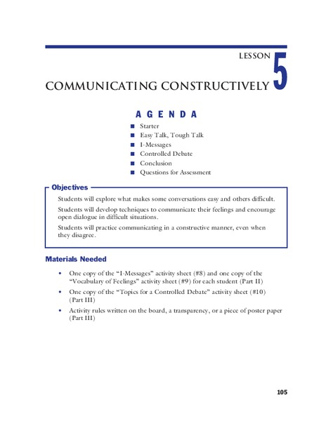 Communicating Constructively Lesson Plan