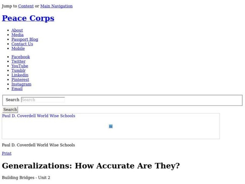 Generalizations: How Accurate Are They? Lesson Plan