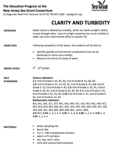 Clarity and Turbidity Lesson Plan