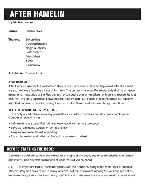 After Hamelin Lesson Plan