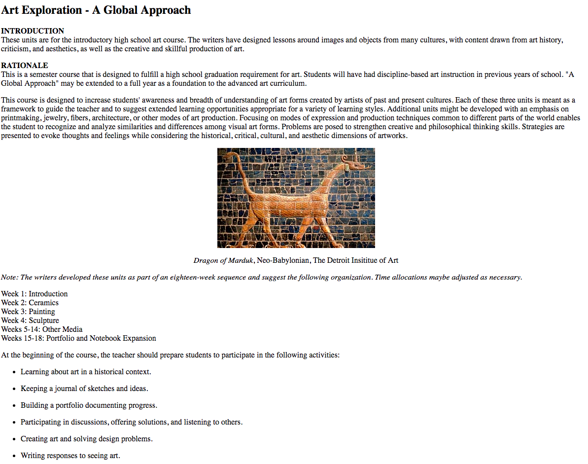 Art Exploration-A Global Approach Lesson Plan