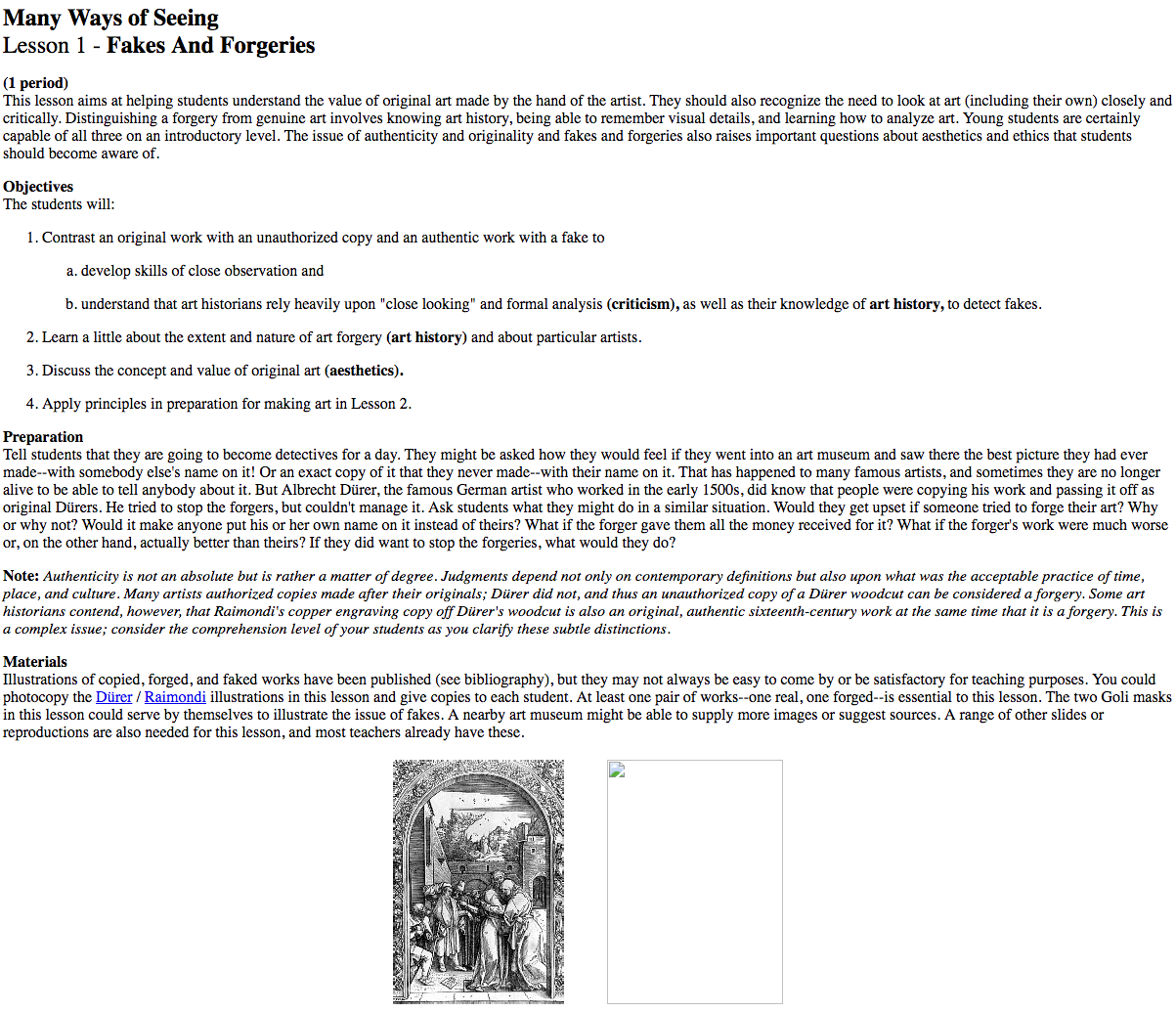 Many Ways of Seeing Lesson Plan