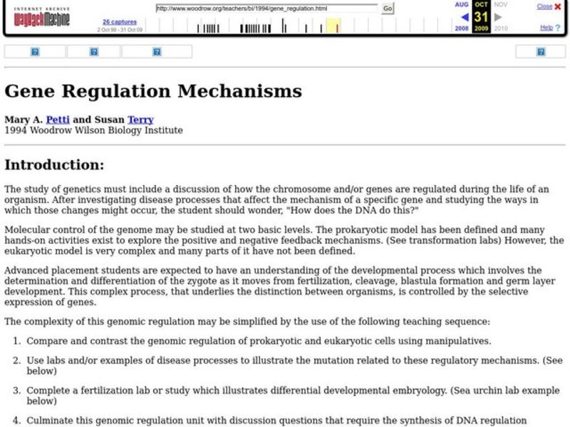 Gene Regulation Mechanisms Lesson Plan