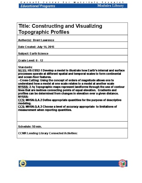 Constructing and Visualizing Topographic Profiles Lesson Plan