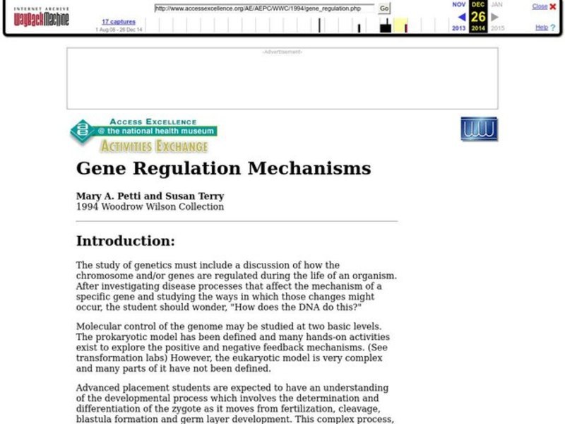 Gene Regulation Mechanisms Lesson Plan