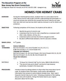 Homes for Hermit Crabs Lesson Plan