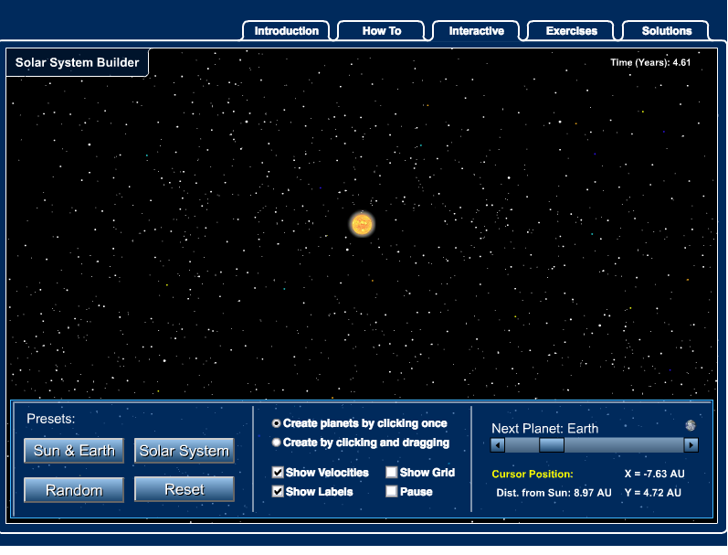 Solar System Builder Interactive
