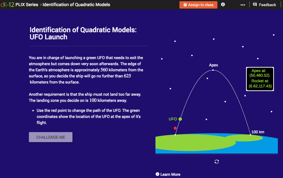 Identification of Quadratic Models: UFO Launch Interactive