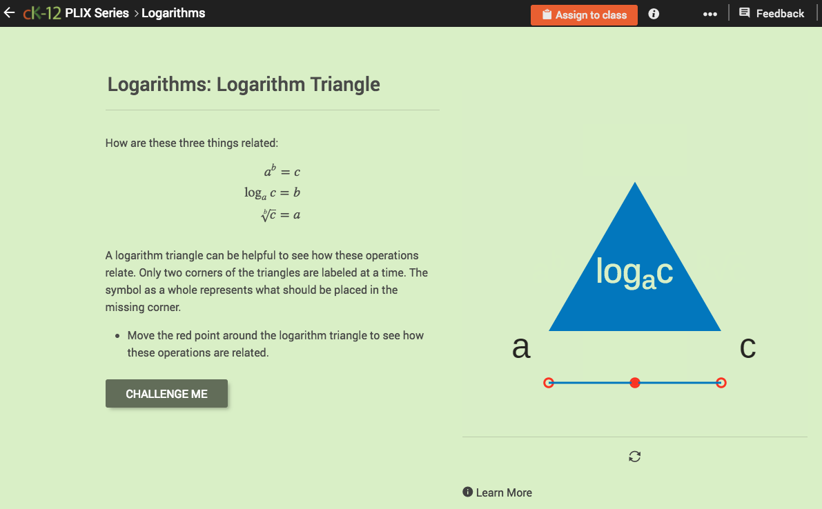 Logarithms: Logarithm Triangle Interactive
