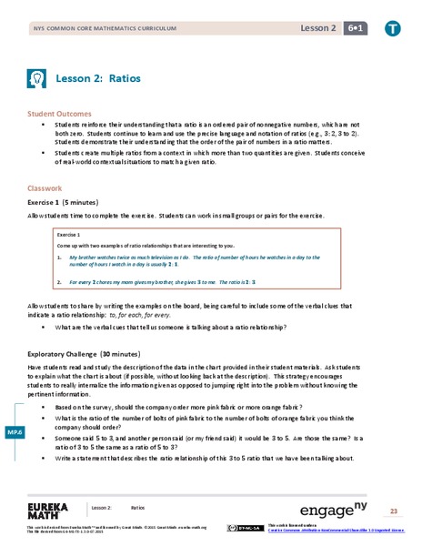 Ratios II Lesson Plan
