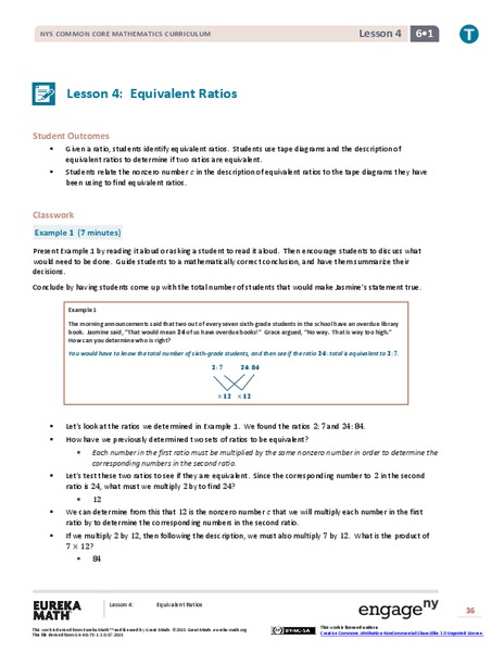 Equivalent Ratios II Lesson Plan