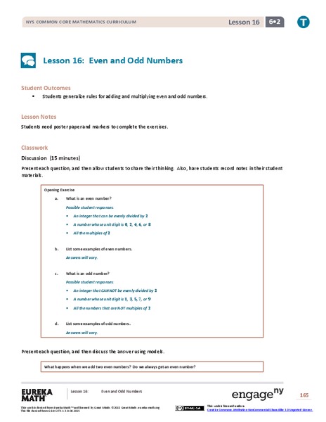Even and Odd Numbers Lesson Plan