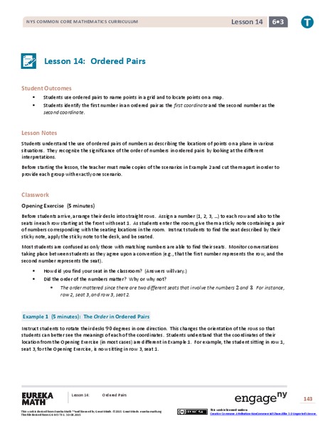 Ordered Pairs Lesson Plan