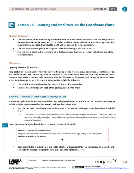 Locating Ordered Pairs on the Coordinate Plane Lesson Plan