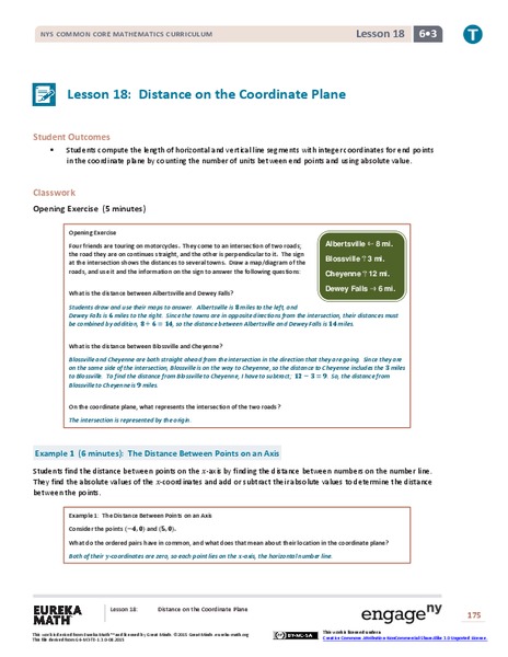 Distance on the Coordinate Plane Lesson Plan