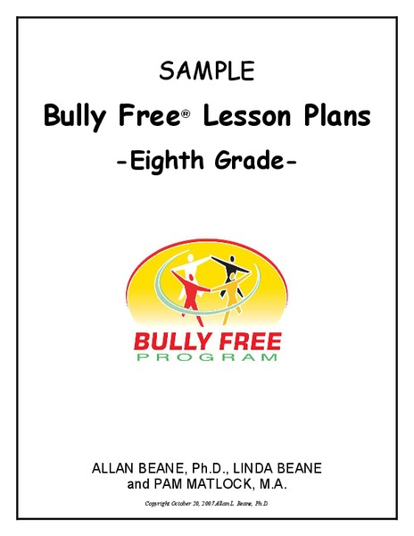Bully Free Lesson Plans—Eighth Grade Lesson Plan