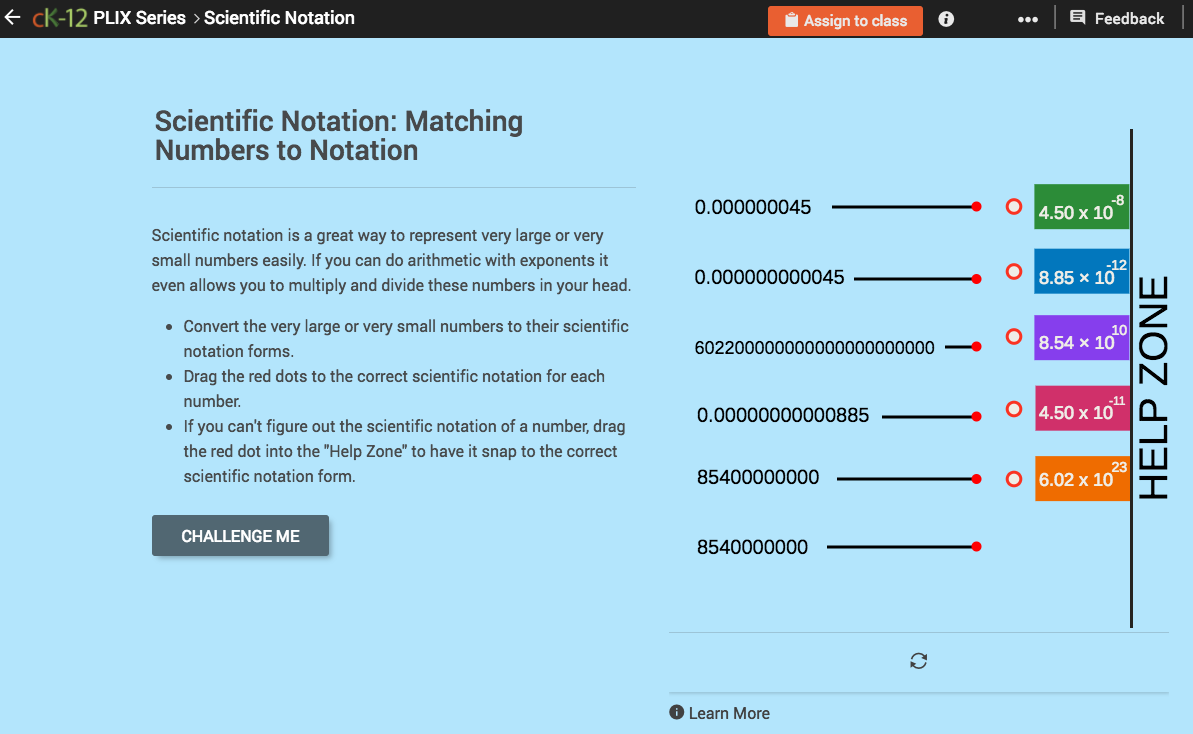 Scientific Notation: Matching Numbers to Notation Interactive