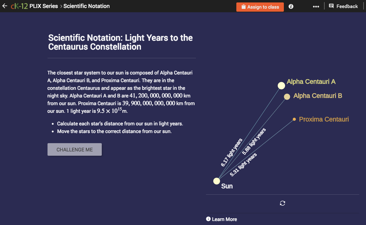 Scientific Notation: Light Years to Centaurus Constellation Interactive