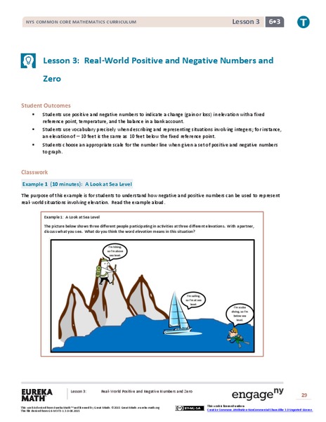 Real-World Positive and Negative Numbers and Zero II Lesson Plan