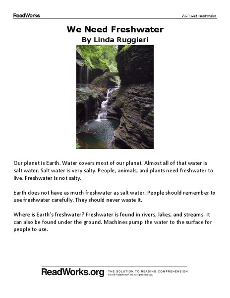 We Need Freshwater Worksheet