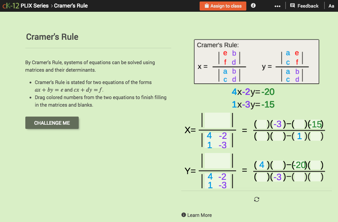 Cramer's Rule Interactive