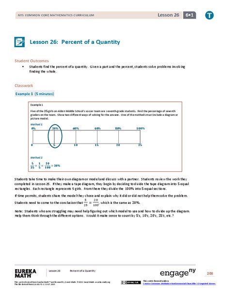 Percent of a Quantity Lesson Plan