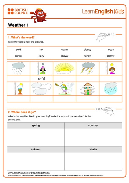 Weather 1 Worksheet