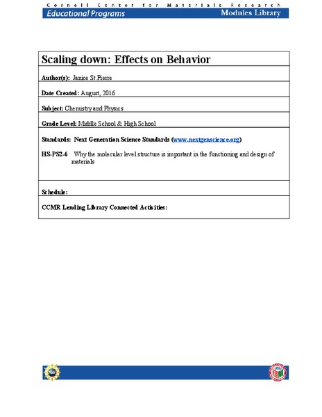 Scaling Down: Effects of Size on Behavior Lesson Plan