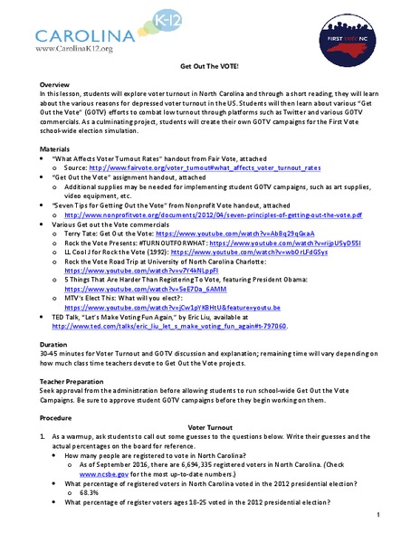 Get Out the Vote! Lesson Plan