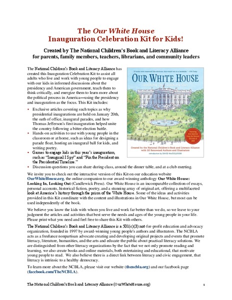 The Our White House Inauguration Celebration Kit for Kids! Lesson Plan