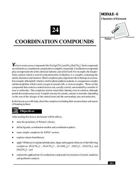 Coordination Compounds Handout
