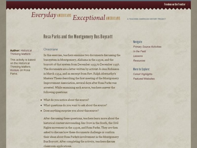 Rosa Parks and the Montgomery Bus Boycott Lesson Plan