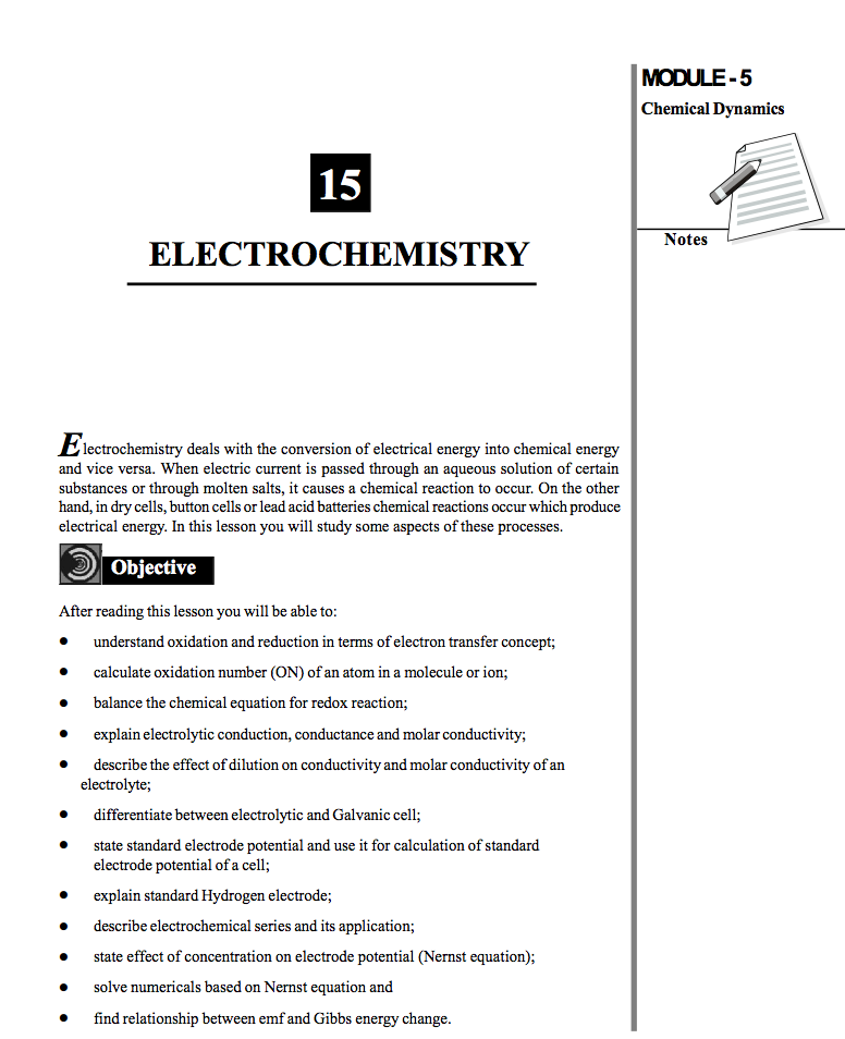Electrochemistry Handout